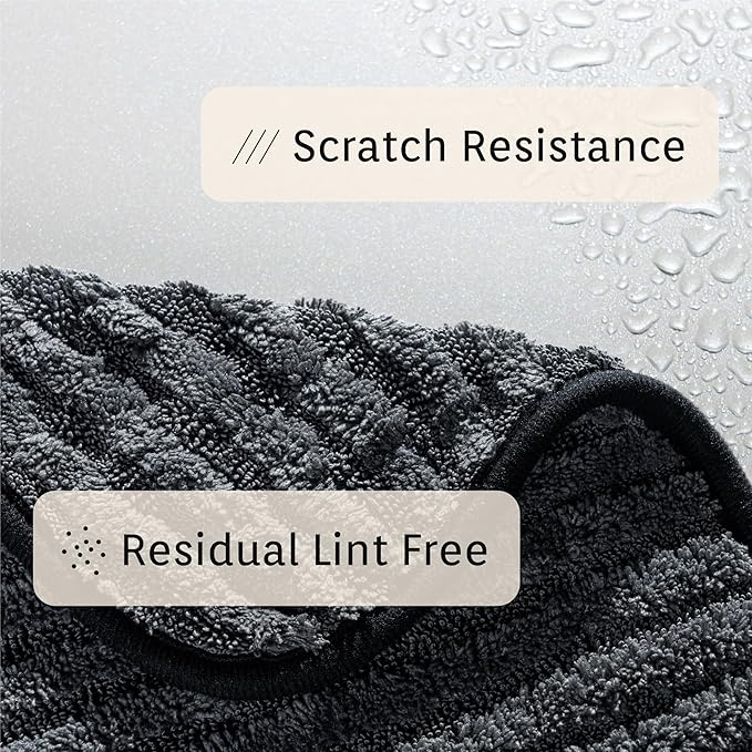 High Absorbency Weavy Microfiber Car Drying Detailing Soft Towel 1200gsm (2pack, 13.7"x13.7")