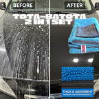 Microfiber Car Drying Towel 36"x24" – 1400 GSM Twisted Yarn, Ultra Absorbent, Scratch-Free, Machine Washable – Bonus 12"x12" Detail Towel, Blue/Gray
