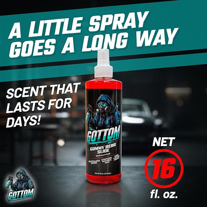 Gottom Air Freshener Spray - Long Lasting Odor Eliminator - 16 oz (Gummy Bear Slide) - Car Scent, Auto Odor Remover, Fresh Fragrance, Air Freshener for Trucks, SUVs, RVs & more