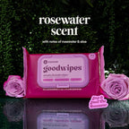 goodwipes Flushable Butt Wipes - Vitamin E & Aloe - Sewer & Septic Safe - Extra Large Adult Wet Wipes For Women & Men - Bathroom Essentials - Rosewater, 153 Count (3 Packs + 3 Individually Wrapped)
