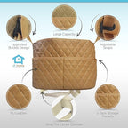 Car Net Pocket Handbag Holder Between Seats, Luxury Quilted PU Leather Purse Car Organizer With 2 Extra Pockets For Storage, Sable Brown