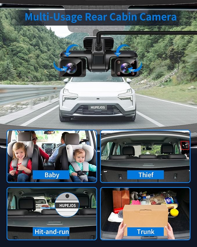 360° View 5 Channel Dash Cam Front and Rear with AI Driver Monitor System DMS, 4K Dash Camera for Cars, Built-in GPS WiFi Night Vision, Dashcam Free 128G Card, 24/7 Parking Monitor Mode, V8 Ultra-5CH