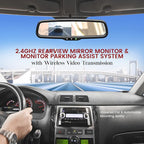 Wireless Backup Rear View Camera - Waterproof License Plate Car Parking Rearview Reverse Safety/Vehicle Monitor System w/ 4.3” Mirror Video LCD, Distance Scale Lines, Night Vision - Pyle PLCM4590WIR