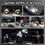 OPT7 Photon Pure White LED Magnetic Rock Lights - 8 Pods w/Mahnet Mounts - Wide Angle Underglow Lighting Kit, IP68 Waterproof for Offroad Jeep RZR ATV UTV SUV - Truck Decorations