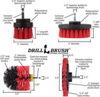 Red Stiff Nylon Bristle Brush Set for Outdoor Cleaning - Versatile Crevice Tool for Garage, Deck, House Siding, Concrete, Brick, Stone, Masonry, Vinyl Siding, Wood, and Patio Cleaner - Gutter Brush