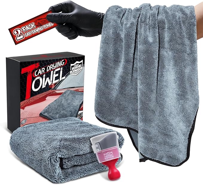 Car Drying Towel Microfiber Cleaning Cloth - 24" x 36" Large Twisted Loop 600GSM - Super Absorbent Auto Detailing Towel for Cars Truck SUV Window - Streak Free & Lint Free Washing Accessories