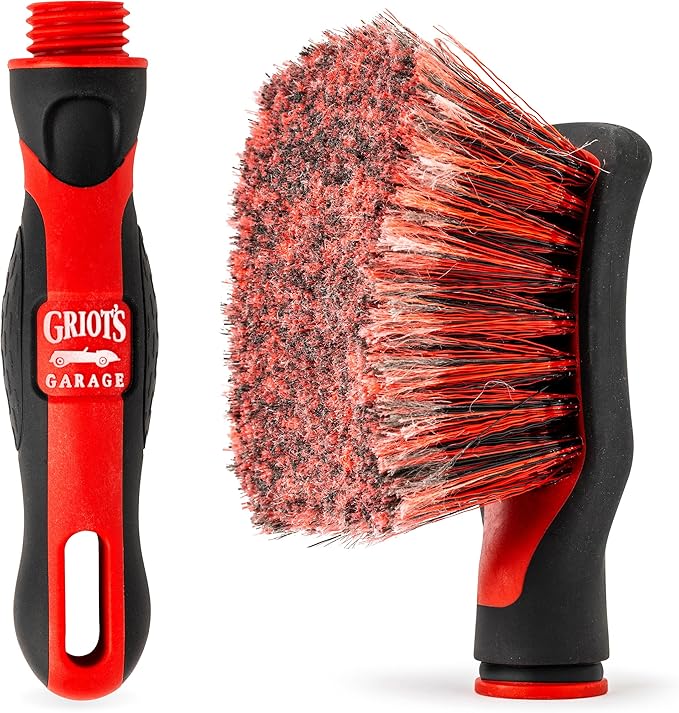 Griot's Garage Firm MOD Flat Detailing Brush Head and Handle, Bristle Scrubber for Interior and Exterior Car Detailing, Heavy-Duty Cleaning, Standard Size