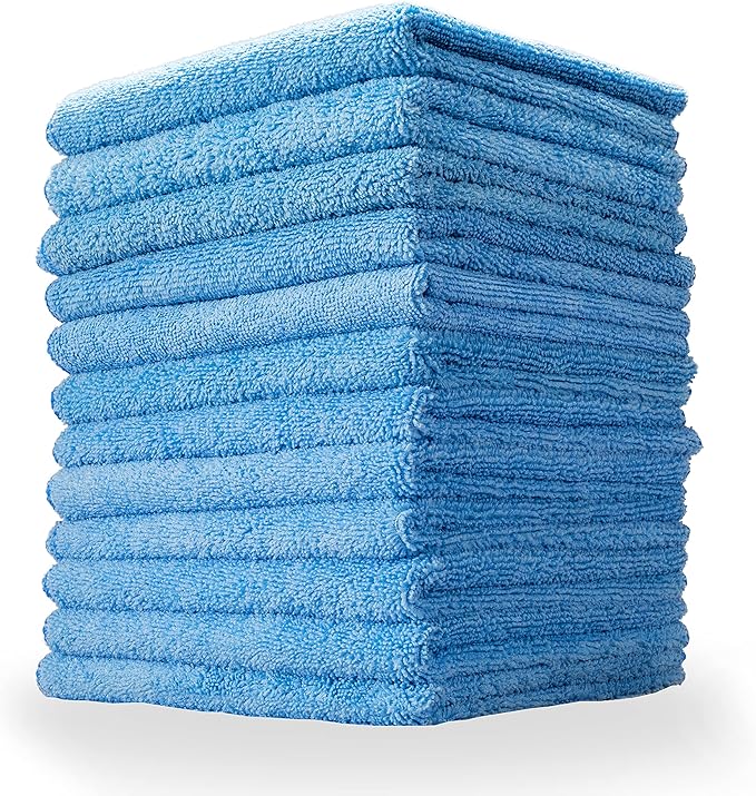 Aero Cosmetics All-Purpose Microfiber Cleaning Towels (12-Pack) Cleaning Cloth for Wet or Waterless Wash - Highly Absorbent, Lint-Free, Car, RV, Motorcycle, Kitchens, Bathrooms