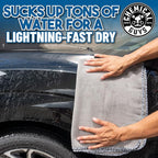 Chemical Guys Waffle Weave Gray Matter Microfiber Drying Towel - 25" x 36",Premium Blend Microfiber Towel with Soft-Banded Edging for Scratch-Free Car Drying,Ultra Absorbent,(Pack of 12)
