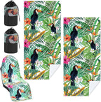 Hahafelt 1 Pack Car Seat Towel Covers with Storage Bag, 63 x 32 Inch Universal Non Slip Waterproof Sweat Protector for Car Truck, Gym Swimming Running, Machine Washable (Tropical Toucan)