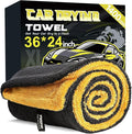 PUGPIU Car Drying Towel - 1400GSM Extra Large Super Absorbent Microfiber Towels for Cars 24"x36" - Large Edgeless with Twisted Loop, Lint-Free & Streak-Free for Auto Detailing, SUV, Truck (Yellow)