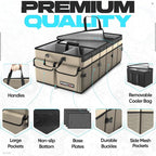 FORTEM Trunk Organizer with Cooler For SUV Car Trunk, Foldable Storage, Car Accessories for Women Men, Collapsible Bag, Perfect Christmas Gifts, 600D Oxford, Non Slip Bottom, Straps, Soft Cover (105L)