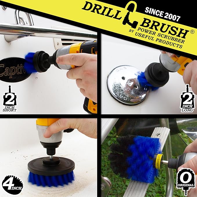 Marine Cleaning Supplies - Brush Kit for a Clean Boat - Boat Accessories - Tank Cleaner Tool Set - Hull and Deck Scrubbing Set - Professional Pool Cleaning Brushes - Aquarium Scrubber - Water Vessels