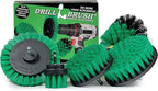 Electric Spin Scrubber Drill Power Kitchen Scrub Brush Green Kit - Cleaning Supplies for Kitchen Accessories - Drill Scrubber Attachment - Cordless Drill Set with Cast Iron Scrubber and Oven Cleaner