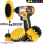 Yellow Drill Brush Attachments for Cleaning Shower, Grout, Bathroom - Grout Cleaner Drillbrush Kit - Rotary Scrub Brush Tile Cleaner Drill Attachment for Crevice Cleaning - Bathroom Tile Scrubber Set
