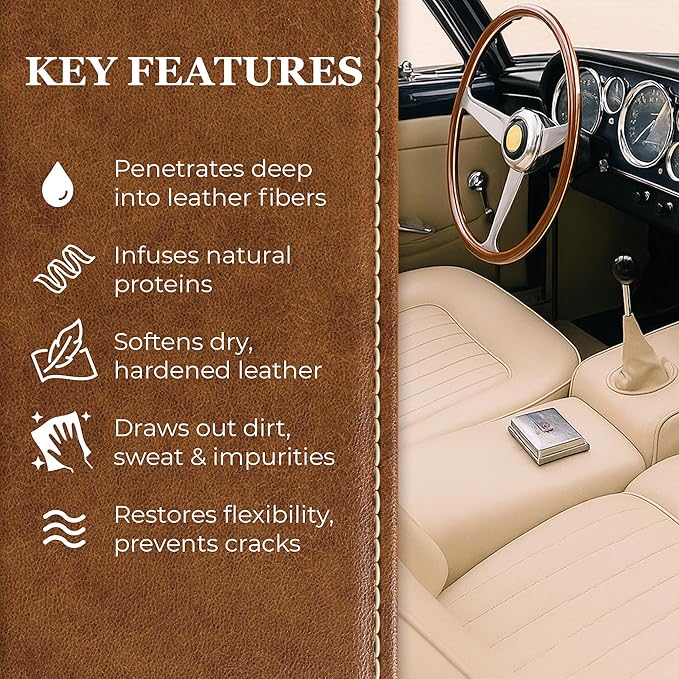 Leatherique Rejuvenator Oil 8 oz | Leather Conditioner Oil & Automotive Leather Restorer | Softens, Conditions & Revives Dry, Hard & Water-Damaged Leather | Perfect for Cars, Furniture, Saddle & More