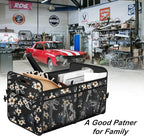 Femuar Car Trunk Organizer,Car Storage Organizer with 72L Large Capacity Waterproof Collapsible and 11 Pockets,Trunk Organizer for Car Suv/Jeep/Sedan, Large Size, Hibiscus flowers