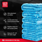 Griot's Garage Microfiber Plush Edgeless Towels, for Car Cleaning, Detailing and Polishing, Scratch-Free, 16” x 16”, Set of 6, 14901