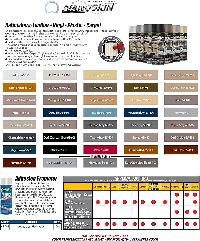 S.M. Arnold Refinishing Spray Paint - DESERT TAN 11 Oz. - For Leather, Carpet, Vinyl, Metal, Plastic, Polycarbonate, Polypropylene, Acrylic, Lexan, Fiberglass | Pro Grade Aerosol Refinisher