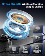 ZBF Magnetic Wireless Charging Car Phone Holder with 15W Fast Charging & Strong Vacuum Suction, 360° Rotatable Dashboard & Windshield Mount for Magsafe iPhone 17/16/15/14/13 Android Galaxy S24/S23/S22