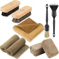 Fantasticlean 9PC Car Detailing Kit，Boars Hair Brush，Horse Hair Bristle，Suede-Coral Cloth，Car Dust Brush，Microfiber Towel & Applicator，Scratch-Free & Ultra-Soft for Leather, Seats & Interior Cleaning
