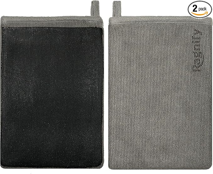 Pack of 2 Clay Mitt Auto Detailing Medium Grade Clay Bar Alternative Mitt for Flawless Removal of Surface Bonded Micro Contaminant (Gray)
