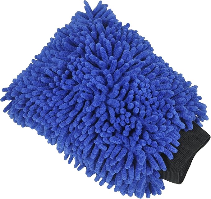 Detailer's Preference Double-Sided Premium Chenille Microfiber Wash Mitt, Wet or Dry, Perfect for Car Washing and Detailing, Absorbent, Scratch-Free, and Lint-Free, Blue