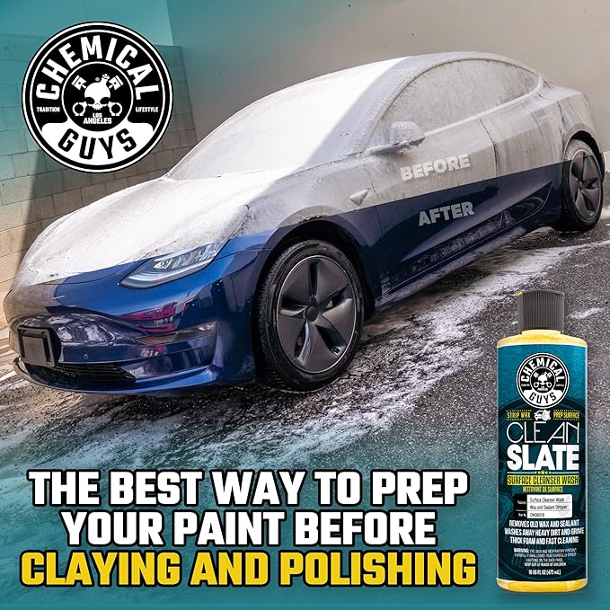 Chemical Guys CWS80364 Clean Slate Deep Surface Cleaning Car Wash Soap (Removes Old Car Waxes, Glazes & Sealants for Superior Surface Prep), 64 fl oz (Half Gallon), Citrus Scent