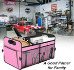 Femuar Car Trunk Organizer,Car Storage Organizer with 72L Large Capacity Waterproof Collapsible and 11 Pockets,Trunk Organizer for Car Suv/Jeep/Sedan, Large Size, Pink