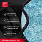 Griot's Garage PFM Dual Weave Glass Towels for Car Windows and Windshield Cleaning, Cloths for Auto Detailing, Double-Sided, Set of 4, 9" x 9", 55582