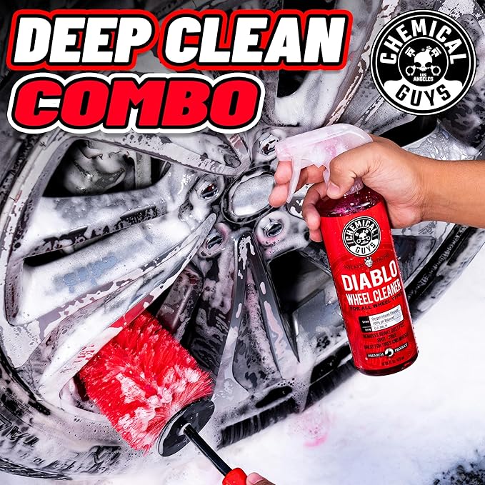 Chemical Guys CLD_998_1602 Sprayable Diablo Wheel Cleaner (Safe on All Wheel & Rim Finishes),16 oz (2 Pack) + MIC_506_03 Premium Microfiber Towels, Gold (16 Inch x 16 Inch) (Pack of 3)