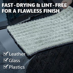 Greenfound Microfiber Towel for Cars, 1000GSM Car Drying Towel, Double Twist Pile & Edgeless Design, No Streaks, Scratches, or Water Spots, Soft and Absorbent, 18"×24", Check Silver&Grey