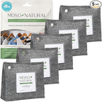 Moso Natural Air Purifying Bag 300g (10.58oz) Premium Bamboo Charcoal Odor Absorber for Home & Pet, Closet Odor Eliminator & Small Room Deodorizer, Charcoal Bags Last 2 Years, Unscented (5 Pack)