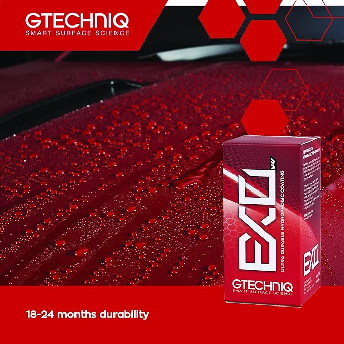 Gtechniq EXO Crystal Hydrophobic, Dirt Repellent Coating for Cars, Easy to Apply - 30ml (Sufficient for 1 Small-Med Car) - 18-24 Month Protection