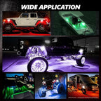 OPT7 Photon RGB LED Magnetic Rock Lights w/Bluetooth APP & Remote - 8 Pods Aluminum Frame Wide Angle Underglow Kit, IP68 Waterproof for Offroad Jeep SUV ATV UTV - Truck Decorations, Mothers Day Gifts