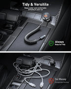 iPhone 17e 17 16 15 Pro Max Car Charger Fast Charging, 3-Port 90W Fast USB C Car Charger Adapter Cigarette Lighter with 4FT Coiled USB C Cable for iPhone 17e/17/17 Pro Max/Air/16/15 Pro/Plus, iPad