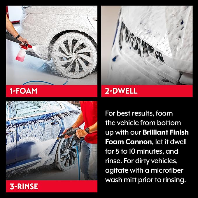Griot's Garage Brilliant Finish Snow Foam, Foaming Car Wash Soap for Deep Cleaning and Glossy Shine, Use with Foam Cannons or Foaming Sprayers, 10848, 48oz