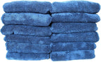 Maxshine 12 Pack Microfiber Towel - 600GSM Ultimate Crazy with Silver Silk Border, Dark Blue, 16”x24” (40x60cm) - Rinse-Free, Scratch-Free Drying Towels for Cars - Ideal for Car Detailing