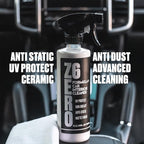 Zero Six - SiO2 Ceramic Interior Cleaner Spray W Microfiber- UV Protection-Anti Static- Anti-Stick Properties | Restores Rubber, Plastic, & Vinyl | Water-Based. Natural Shine
