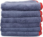 Maxshine 6 Pack Microfiber Towel - 600GSM Ultimate Crazy with Red Silk Border, Grey, 16”x24” (40x60cm) - Scratch-Free Towels for Fast Car Washing & Drying - Perfect for Car Detailing