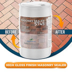 DeckGeneral High Gloss Masonry Sealer 5745 - Heavy Duty Outdoor Concrete Sealer - Multi-Purpose Acrylic-Based Waterproof Coating for Bricks, Mortar, Patio, Stairs, Walls, Pavement Etc. - 55 Gallon