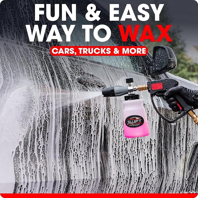 Swift Touchless Ceramic Foamable Wax (32 Oz) – Spray On/Rinse Off For High-Gloss, Hydrophobic Protective Layer | For Foam Cannon & Foam Pump Sprayer After Car Wash | Wax Cars, Trucks, RV’s & More!