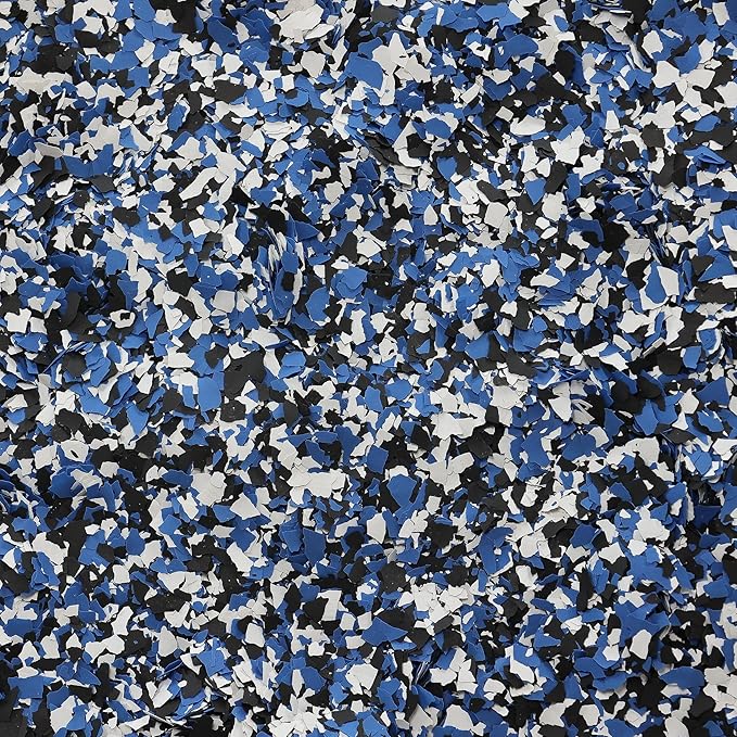 PerformanceDIY Good Full Kit Epoxy Floor Coating- Gray Base with Blue Blend 1/4" Flakes-Light Flake Coverage,Covers 500 sq. ft.-for Garage,Basement, Patio,Commercial Floors,Concrete-Non-Toxic