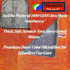 Microfiber Car Towel 16"x16" – 1400 GSM Twisted Yarn, Ultra Absorbent, Scratch-Free, Machine Washable – Bonus 12"x12" 600 GSM Detail Towel for Him/Her(Orange/Gray)