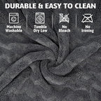 Greenfound Microfiber Towel for Cars, 1000GSM Car Drying Towel, Double Twist Pile & Edgeless Design, No Streaks, Scratches, or Water Spots, Soft and Absorbent, 18"×24", Wave Grey