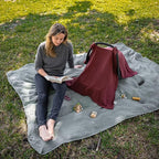 Comfy Cubs Baby Car Seat Cover - Soft, Breathable Bamboo Rayon and Muslin Cotton Blend - Lightweight Canopy for Sun, Bug, and Comfort Protection - Large Size Infant Seat Cover in Wine Design