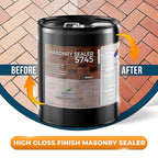 DeckGeneral High Gloss Masonry Sealer 5745 - Heavy Duty Outdoor Concrete Sealer - Multi-Purpose Acrylic-Based Waterproof Coating for Bricks, Mortar, Patio, Stairs, Walls, Pavement Etc. - 5 Gallon