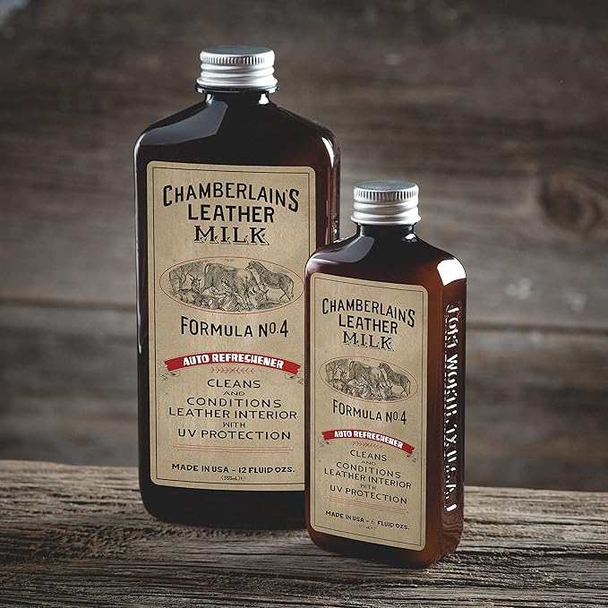 Leather Milk Auto Leather Conditioner and Cleaner with UV Protection - Auto Refreshener No. 4 - All Natural, Non-Toxic Auto Leather Interior Care. Made in USA. 2 Sizes. Applicator Pad Included.